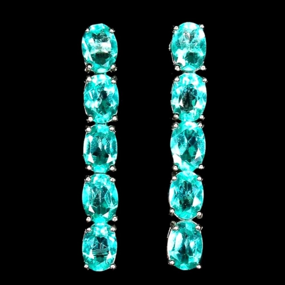 Natural‎ Paraiba Blue Topaz 925 Sterling Silver Earrings